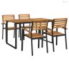 5 részes tömör akácfa és fém kerti étkezőgarnitúra