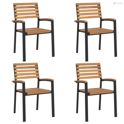 5 részes tömör akácfa és fém kerti étkezőgarnitúra