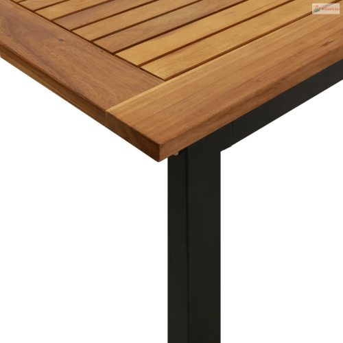 9 részes szürke tömör akácfa és fém kerti étkezőgarnitúra