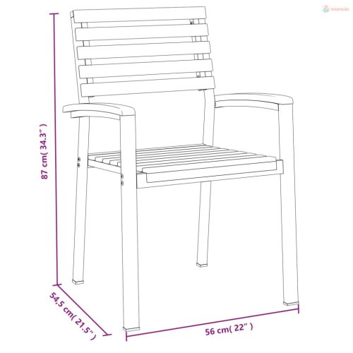 9 részes szürke tömör akácfa és fém kerti étkezőgarnitúra