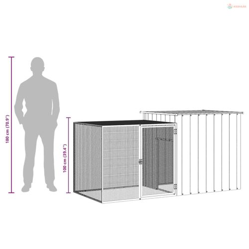 Antracitszürke horganyzott acél nyúlketrec 200 x 91 x 100 cm