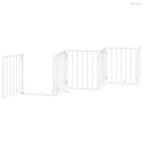 Fehér nyárfa 9 paneles összecsukható kutyakapu ajtóval 450 cm
