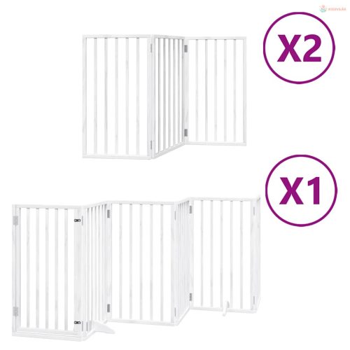 Fehér nyárfa 12 paneles összecsukható kutyakapu ajtóval 600 cm