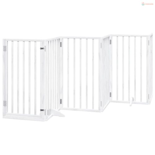 Fehér nyárfa 12 paneles összecsukható kutyakapu ajtóval 600 cm