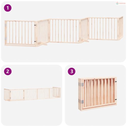 Nyárfa 6 paneles összecsukható kutyakapu ajtóval 480 cm