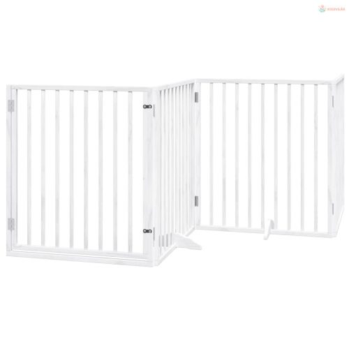 Fehér nyárfa 8 paneles összecsukható kutyakapu ajtóval 640 cm