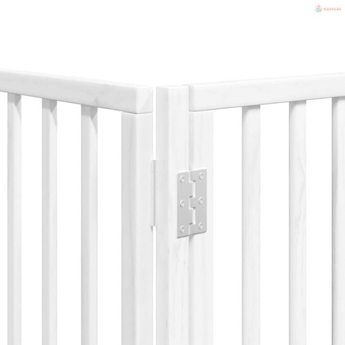 Fehér nyárfa 8 paneles összecsukható kutyakapu ajtóval 640 cm