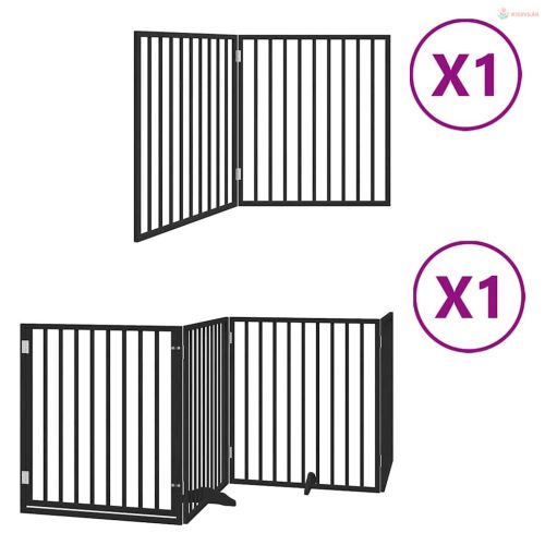 Fekete nyárfa 6 paneles összecsukható kutyakapu ajtóval 480 cm