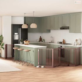   Barna nyárfa 10 paneles összecsukható kutyakapu ajtóval 800 cm