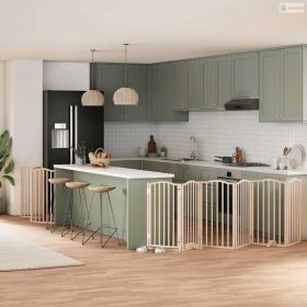 Nyárfa 9 paneles összecsukható kutyakapu ajtóval 450 cm