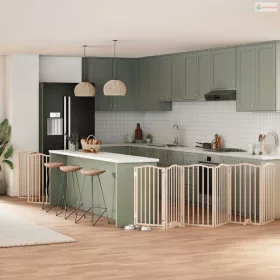 Nyárfa 9 paneles összecsukható kutyakapu ajtóval 450 cm