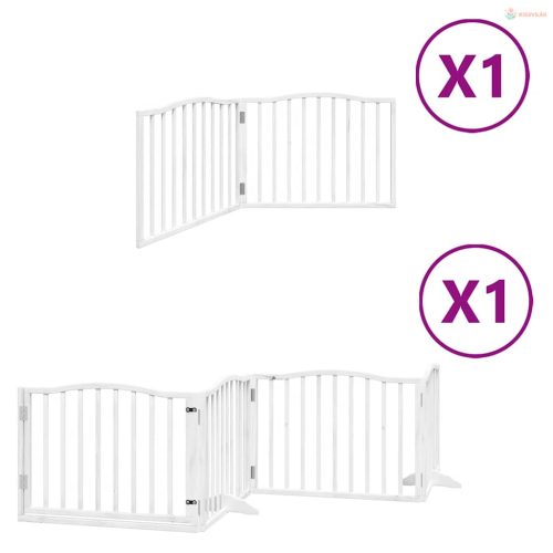 Fehér nyárfa 6 paneles összecsukható kutyakapu ajtóval 480 cm