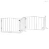 Fehér nyárfa 6 paneles összecsukható kutyakapu ajtóval 480 cm