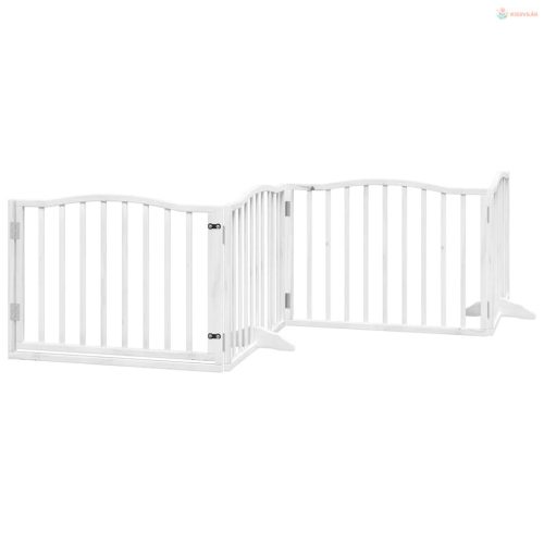 Fehér nyárfa 6 paneles összecsukható kutyakapu ajtóval 480 cm