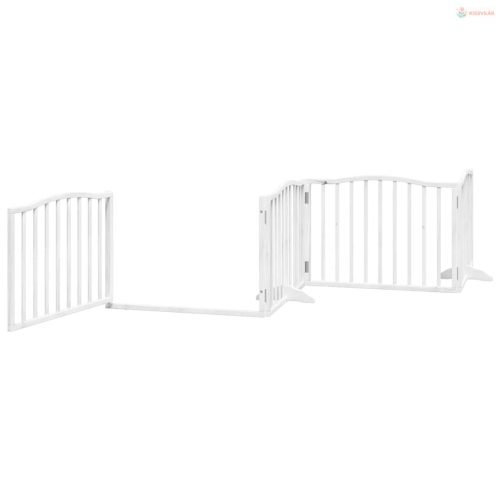 Fehér nyárfa 6 paneles összecsukható kutyakapu ajtóval 480 cm
