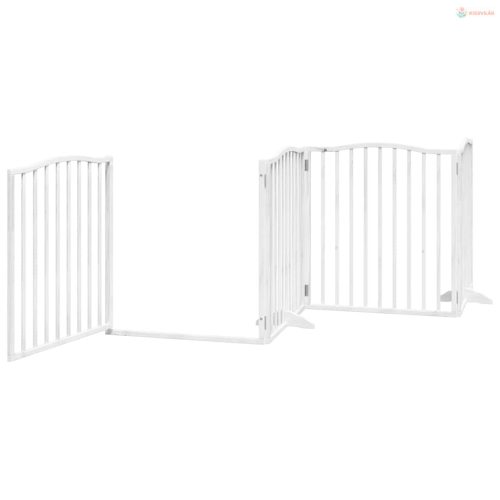 Fehér nyárfa 8 paneles összecsukható kutyakapu ajtóval 640 cm