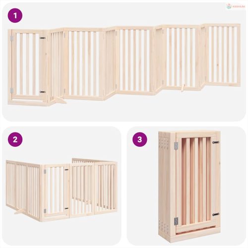 Nyárfa 9 paneles összecsukható kutyakapu ajtóval 450 cm