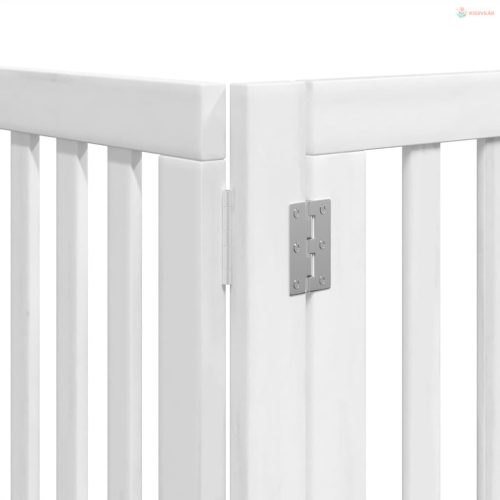 Fehér nyárfa 12 paneles összecsukható kutyakapu ajtóval 600 cm