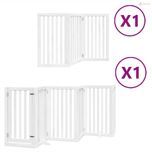 Fehér nyárfa 9 paneles összecsukható kutyakapu ajtóval 450 cm
