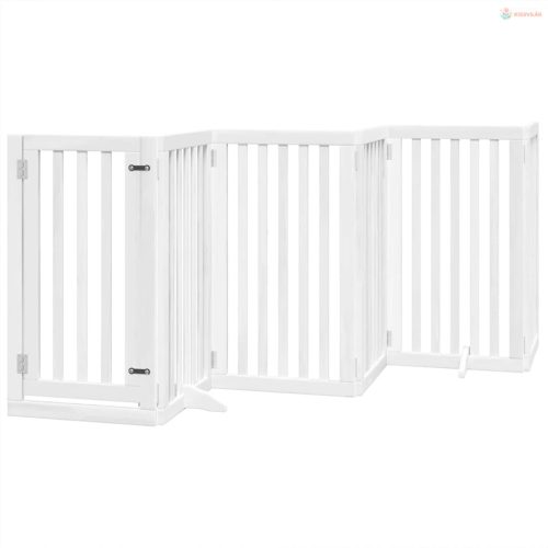 Fehér nyárfa 9 paneles összecsukható kutyakapu ajtóval 450 cm