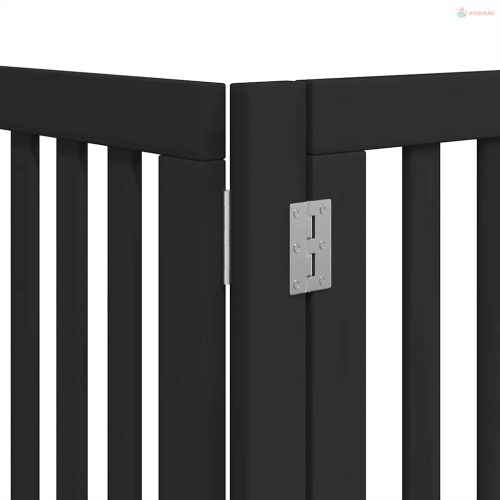 Fekete nyárfa 9 paneles összecsukható kutyakapu ajtóval 450 cm