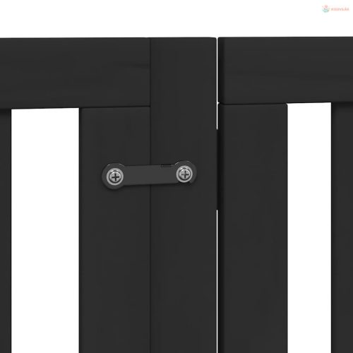 Fekete nyárfa 9 paneles összecsukható kutyakapu ajtóval 450 cm