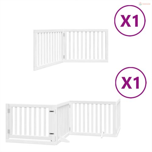 Fehér nyárfa 6 paneles összecsukható kutyakapu ajtóval 480 cm