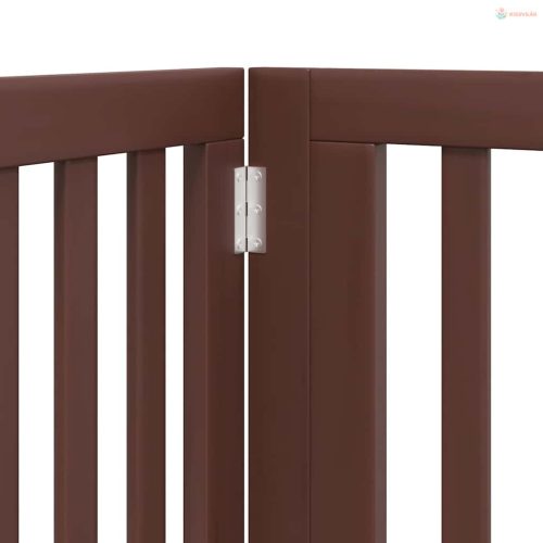 Barna nyárfa 6 paneles összecsukható kutyakapu ajtóval 480 cm