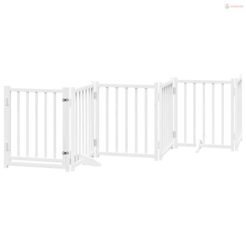 Fehér nyárfa 9 paneles összecsukható kutyakapu ajtóval 450 cm