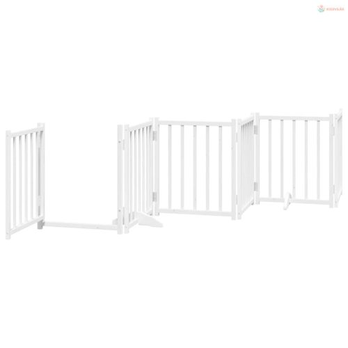 Fehér nyárfa 9 paneles összecsukható kutyakapu ajtóval 450 cm
