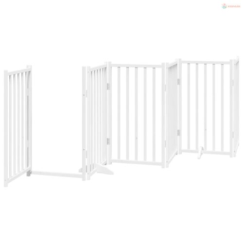 Fehér nyárfa 12 paneles összecsukható kutyakapu ajtóval 600 cm
