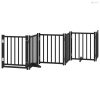 Fekete nyárfa 9 paneles összecsukható kutyakapu ajtóval 450 cm