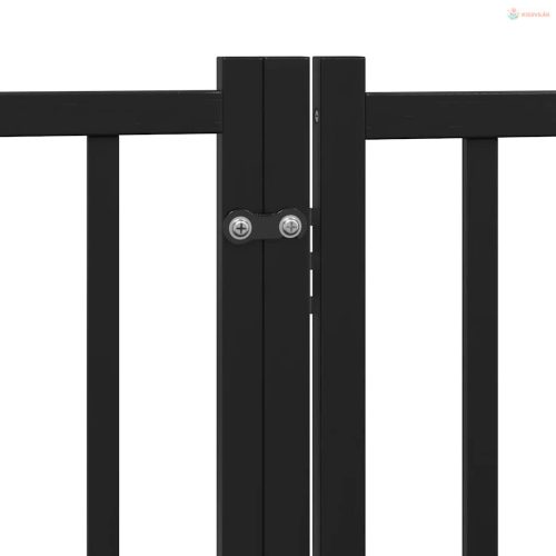 Fekete nyárfa 12 paneles összecsukható kutyakapu ajtóval 600 cm
