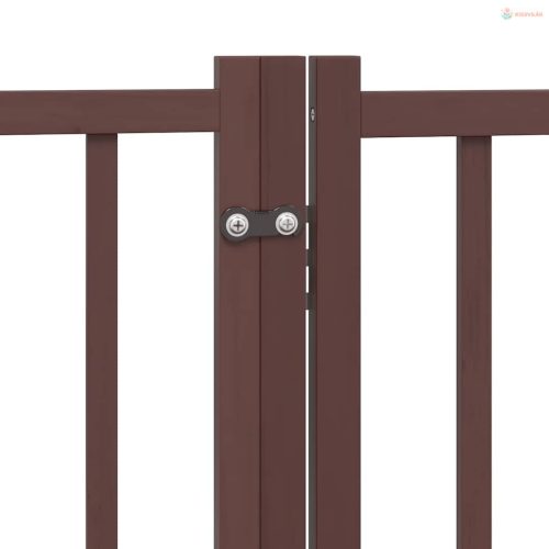 Barna nyárfa 9 paneles összecsukható kutyakapu ajtóval 450 cm