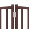 Barna nyárfa 9 paneles összecsukható kutyakapu ajtóval 450 cm