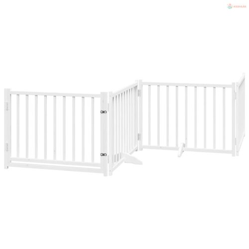 Fehér nyárfa 6 paneles összecsukható kutyakapu ajtóval 480 cm