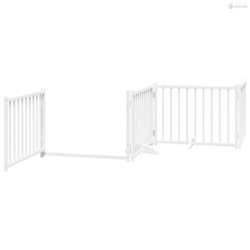 Fehér nyárfa 6 paneles összecsukható kutyakapu ajtóval 480 cm