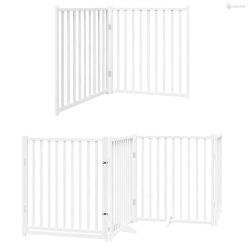 Fehér nyárfa 6 paneles összecsukható kutyakapu ajtóval 480 cm