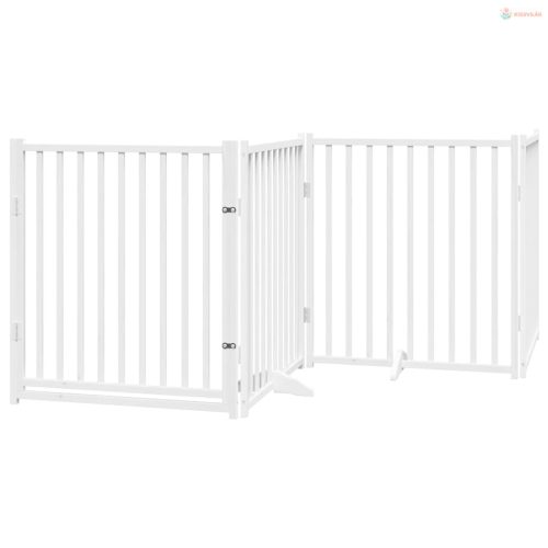 Fehér nyárfa 6 paneles összecsukható kutyakapu ajtóval 480 cm