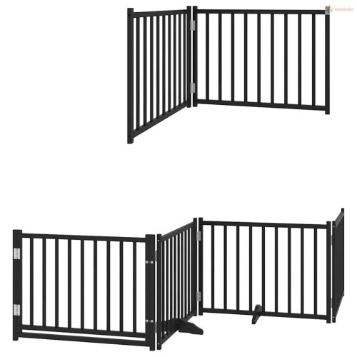 Fekete nyárfa 6 paneles összecsukható kutyakapu ajtóval 480 cm