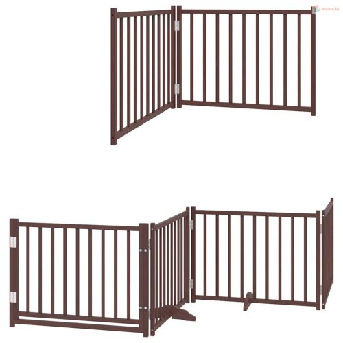 Barna nyárfa 6 paneles összecsukható kutyakapu ajtóval 480 cm