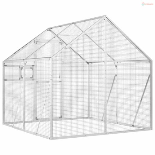 Ezüstszínű alumínium madárház 1,79 x 2 x 1,85 m