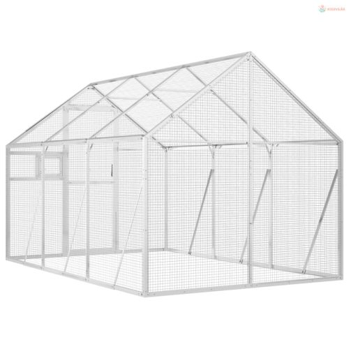 Ezüstszínű alumínium madárház 1,79 x 3 x 1,85 m