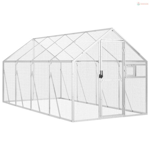 Ezüstszínű alumínium madárház 1,79 x 4 x 1,85 m