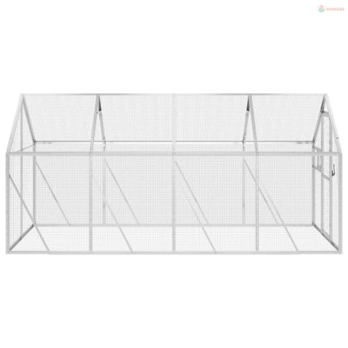 Ezüstszínű alumínium madárház 1,79 x 4 x 1,85 m