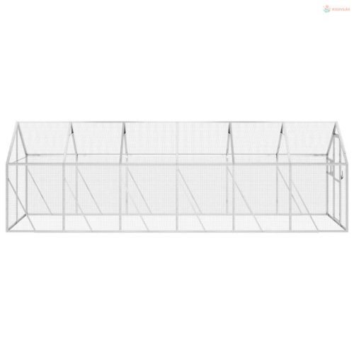 Ezüstszínű alumínium madárház 1,79 x 6 x 1,85 m