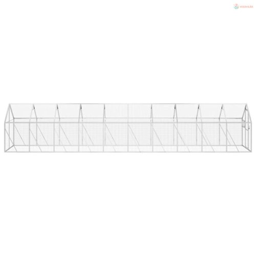 Ezüstszínű alumínium madárház 1,79 x 10 x 1,85 m