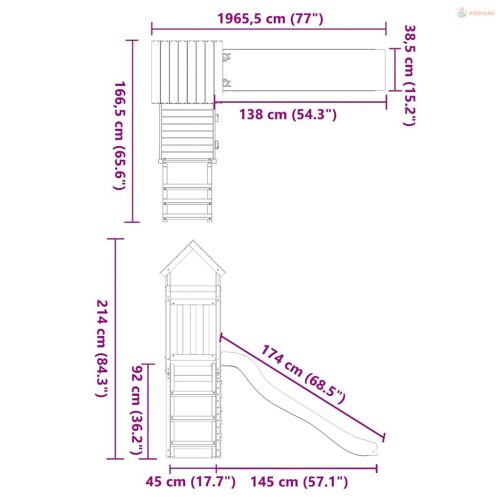 Impregnált fenyőfa kültéri játszószett