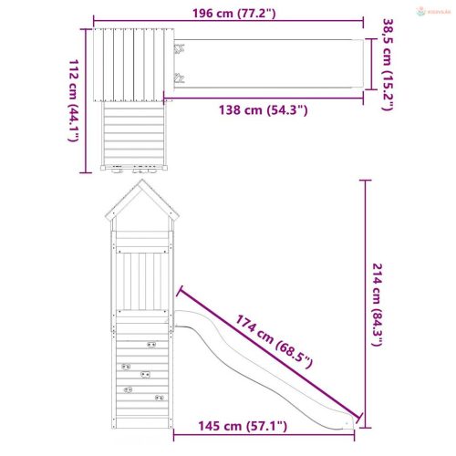 Tömör duglászfenyő kültéri játszószett