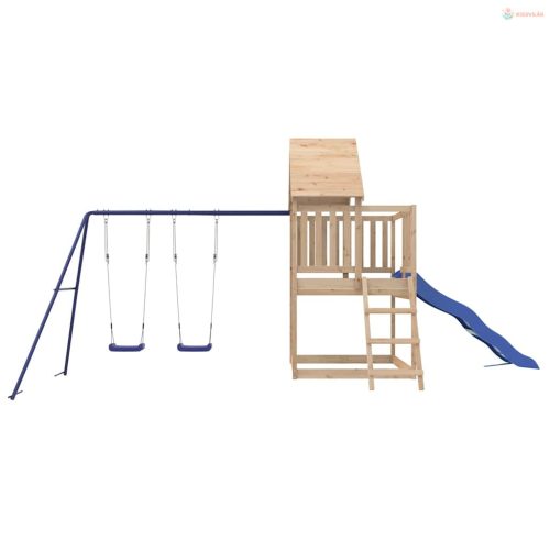 Tömör fenyőfa kültéri játszószett